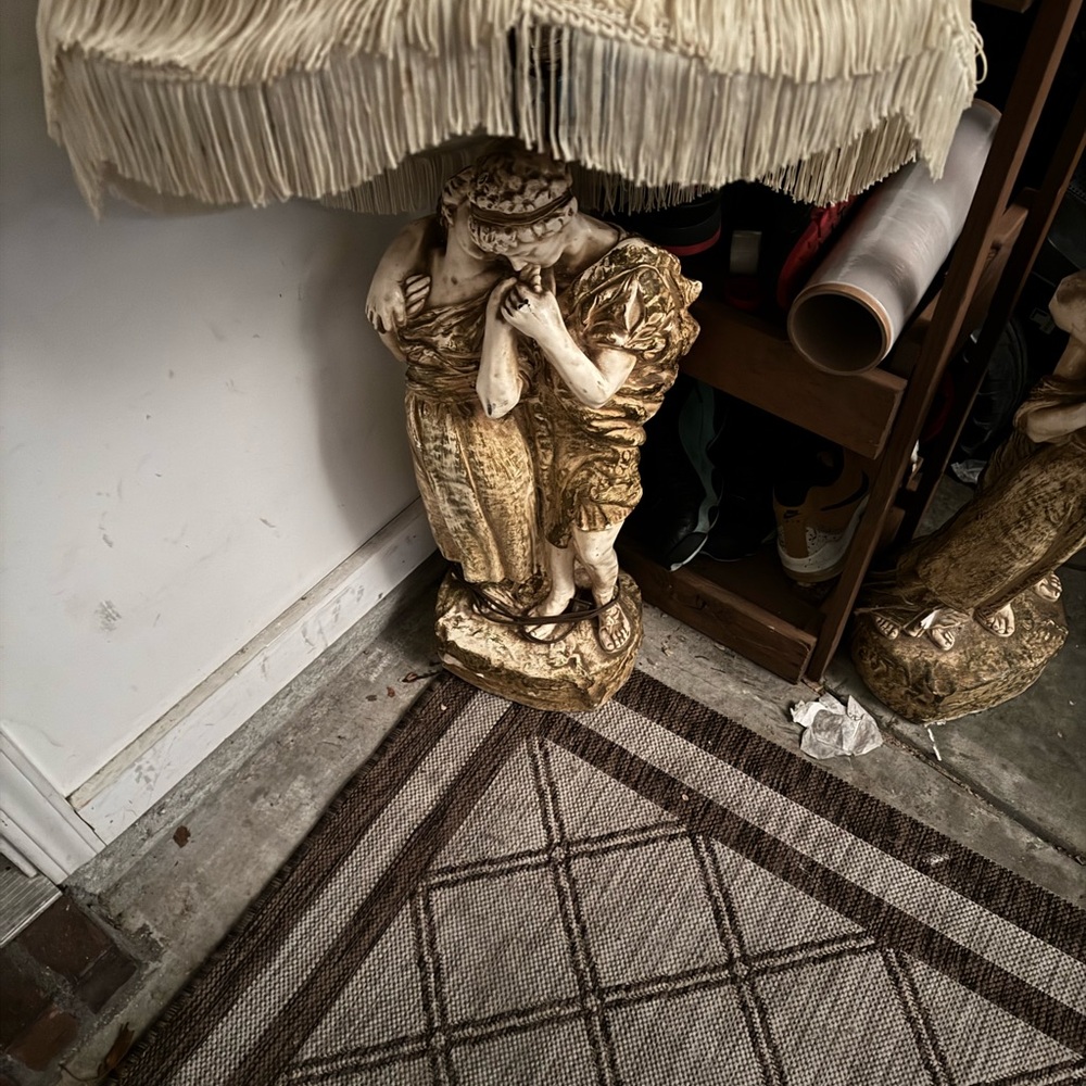 Artistic Gold and Cream Statue Lamp